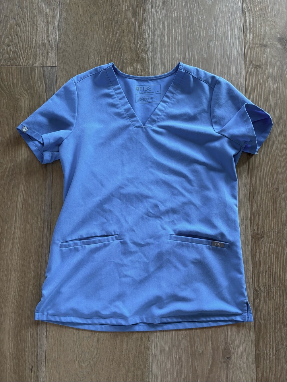 Figs Light Blue V-Neck Scrub Top
